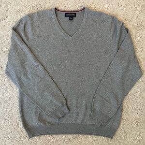 Brooks Brothers Men’s Gray Extra Fine Merino Wool Classic V-Neck Sweater Size L